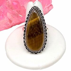 Tiger’s Eye Ring Size 10 925 Sterling Silver Overlay